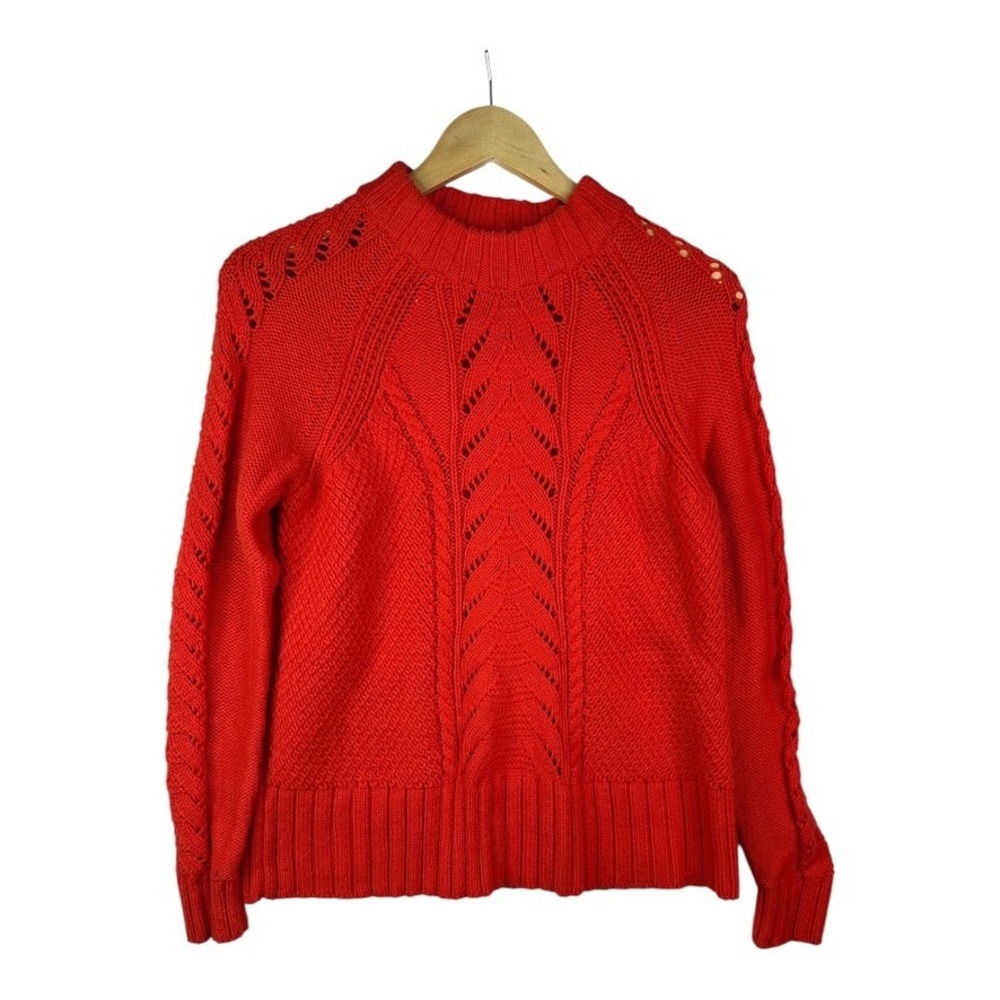 LOFT Women's Red Knit Pullover Sweater Size Medium